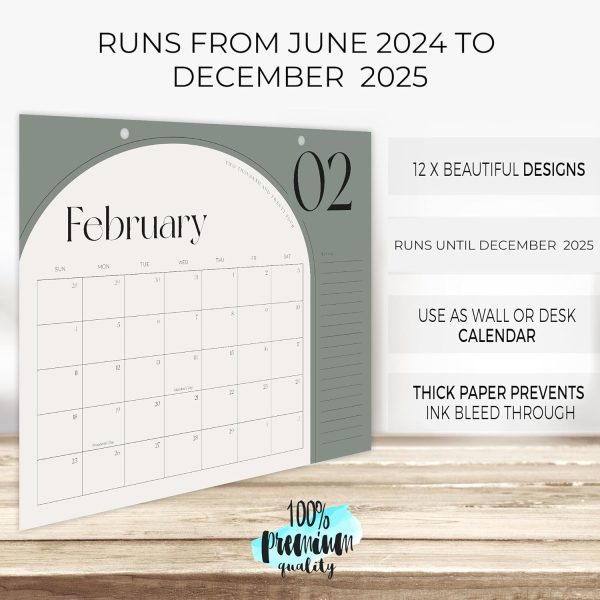 Aesthetic 2024-2025 Desk Calendar - Runs from June 2024 Until December 2025 - The Perfect Desktop Or Wall Calendar Planner for Easy Organizing - Image 4