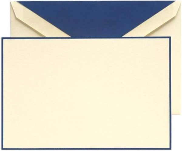 Crane & Co. Regent Blue Hand Bordered Ecruwhite Correspondence Cards (CC3131)