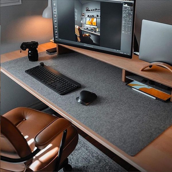 Felt Desk Mat | Computer Mat for Desk(36x12Inches) | Large Felt Mouse Pad and Keyboard Mat | Desk Protector for Office | Dark Gray - Image 8