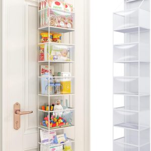 Fixwal 5-Shelf Over The Door Hanging Pantry Organizer, Room Organizer with Clear Plastic Pockets, 25lb Ultra Sturdy & Large Capacity for Closet, Bedroom, Nursery, Bathroom and Sundries