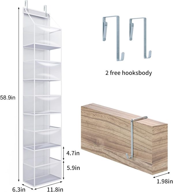 Fixwal 5-Shelf Over The Door Hanging Pantry Organizer, Room Organizer with Clear Plastic Pockets, 25lb Ultra Sturdy & Large Capacity for Closet, Bedroom, Nursery, Bathroom and Sundries - Image 2