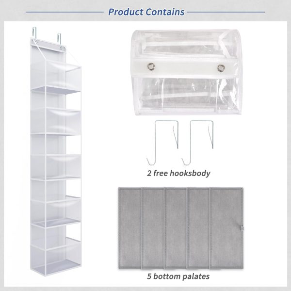 Fixwal 5-Shelf Over The Door Hanging Pantry Organizer, Room Organizer with Clear Plastic Pockets, 25lb Ultra Sturdy & Large Capacity for Closet, Bedroom, Nursery, Bathroom and Sundries - Image 4