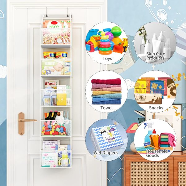 Fixwal 5-Shelf Over The Door Hanging Pantry Organizer, Room Organizer with Clear Plastic Pockets, 25lb Ultra Sturdy & Large Capacity for Closet, Bedroom, Nursery, Bathroom and Sundries - Image 5