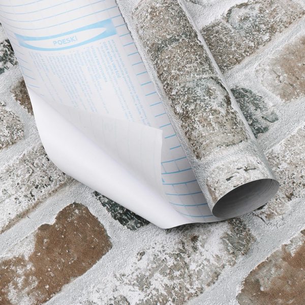 Guvana 17.3"×118" Brick Wallpaper Red/Blue/Grey Brick Peel and Stick Wallpaper 3D Vintage Brick Contact Paper Self Adhesive Removable Contact Paper Faux Brick Texture Wallpaper for Bedroom Decor - Image 7