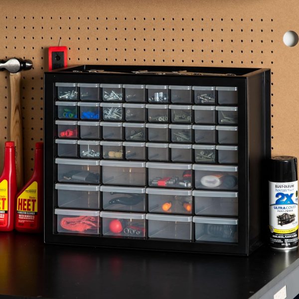 IRIS USA Screw Organizer, Hardware Storage Organizer, 44 Drawer Parts Cabinet, Plastic Drawer Storage for Hardware Crafts, Small Parts, Nuts and Bolts, Tool Storage, Scrapbook Art Hobby - Black - Image 5