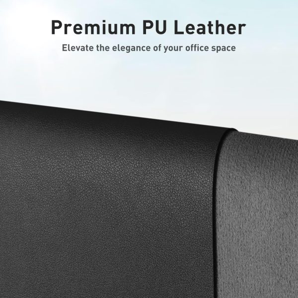 Leather Desk Pad Protector,Mouse Pad,Office Desk Mat,Non-Slip PU Leather Desk Blotter,Laptop Desk Pad,Waterproof Desk Writing Pad for Office and Home (Black,36" x 17") - Image 2