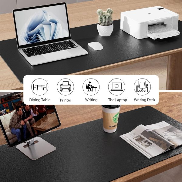 Leather Desk Pad Protector,Mouse Pad,Office Desk Mat,Non-Slip PU Leather Desk Blotter,Laptop Desk Pad,Waterproof Desk Writing Pad for Office and Home (Black,36" x 17") - Image 5
