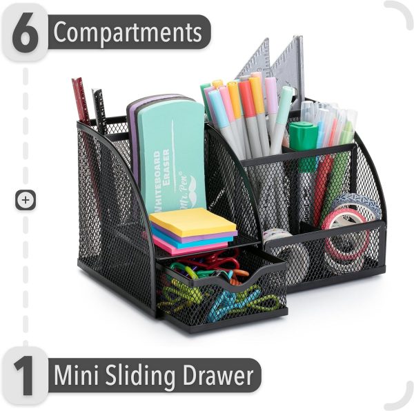 Mr. Pen- Mesh Desk Organizer, Black, Pen Holders Organizers, Desk Pencil Organizer, Pen /Pencil Holder, Pen Organizer for Desk - Image 2