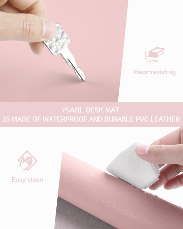 Non-Slip Desk Pad,Mouse Pad,Waterproof PVC Leather Desk Table Protector,Ultra Thin Large Desk Blotter, Easy Clean Laptop Desk Writing Mat for Office Work/Home/Decor(Pink, 31.5" x 15.7") - Image 5