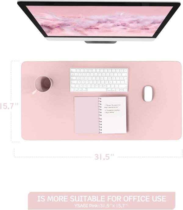Non-Slip Desk Pad,Mouse Pad,Waterproof PVC Leather Desk Table Protector,Ultra Thin Large Desk Blotter, Easy Clean Laptop Desk Writing Mat for Office Work/Home/Decor(Pink, 31.5" x 15.7") - Image 7