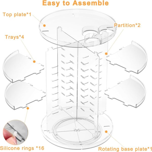 Rotating Makeup Organizer, DIY 8 Adjustable Layers Spinning Skincare Organizer, Cosmetic Display Case with Brush Holder Perfume Tray, Multi-Function Storage Carousel for Vanity Bathroom Countertop - Image 7