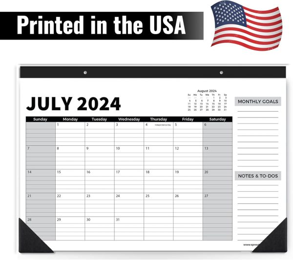 Sproutbrite 18 Month Calendar - Desk Calendar 2024-2025, Desktop Monthly Planner with To-Do List and Notes, Home, Office Desk Calendar (1 Pack, Jul 2024) - Image 4