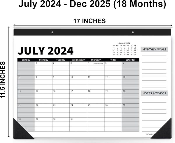 Sproutbrite 18 Month Calendar - Desk Calendar 2024-2025, Desktop Monthly Planner with To-Do List and Notes, Home, Office Desk Calendar (1 Pack, Jul 2024) - Image 6