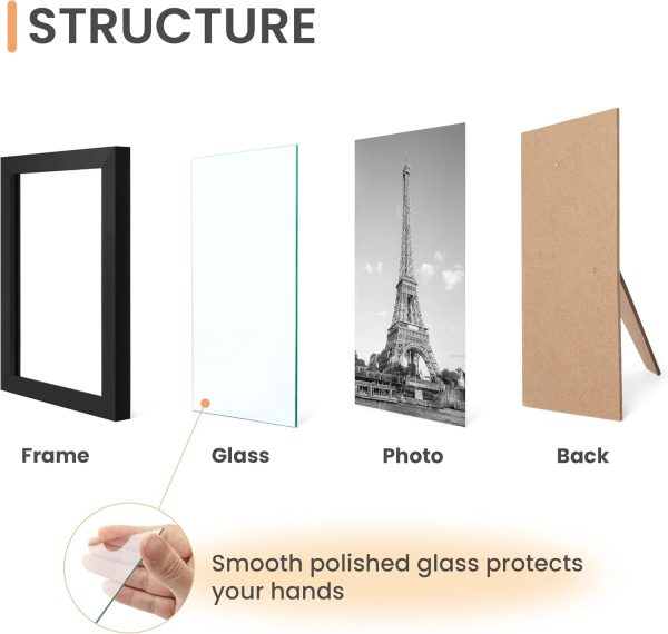 upsimples 10 Pack Picture Frames Collage Wall Decor with Glass, Gallery Wall Frame Set for Wall Mounting or Tabletop Display, Multi Sizes Including 8x10, 5x7, 4x6 Family Photo Frames, Black - Image 6