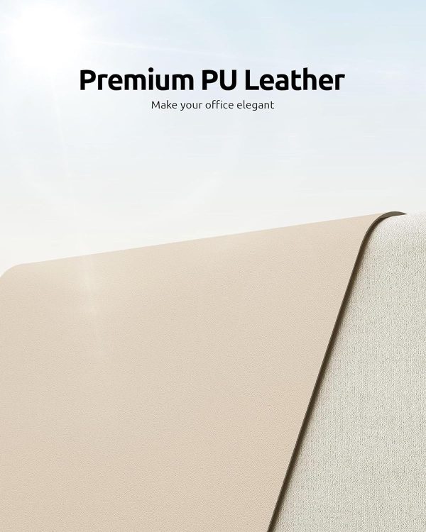 YSAGi Eggshell 23.6 inch x 13.8 inch Suede Faux Leather Desk Pad Protector for Office Desk Mat Large Mouse Pad Non-Slip Waterproof Desk Writing for Office and Home - Image 2