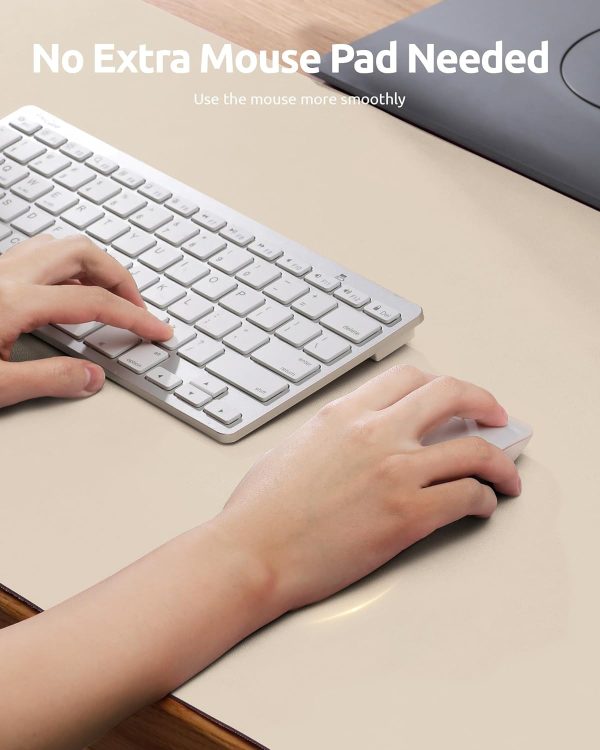 YSAGi Eggshell 23.6 inch x 13.8 inch Suede Faux Leather Desk Pad Protector for Office Desk Mat Large Mouse Pad Non-Slip Waterproof Desk Writing for Office and Home - Image 3