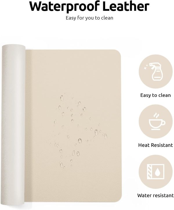 YSAGi Eggshell 23.6 inch x 13.8 inch Suede Faux Leather Desk Pad Protector for Office Desk Mat Large Mouse Pad Non-Slip Waterproof Desk Writing for Office and Home - Image 4