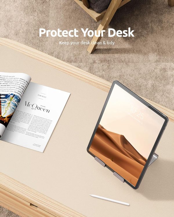 YSAGi Eggshell 23.6 inch x 13.8 inch Suede Faux Leather Desk Pad Protector for Office Desk Mat Large Mouse Pad Non-Slip Waterproof Desk Writing for Office and Home - Image 7